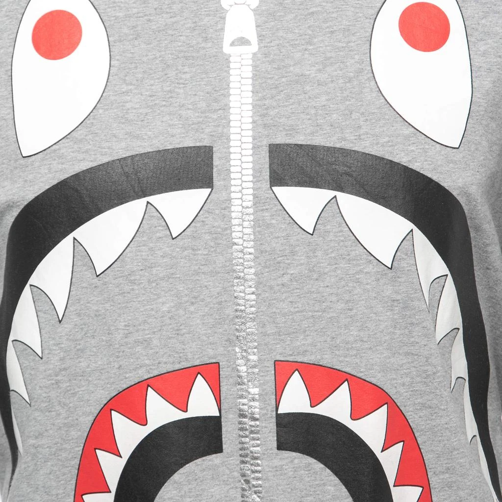 A Bathing Ape A Bathing Ape Grey Shark Print Cotton Crew Neck Long Sleeve T-Shirt L 3