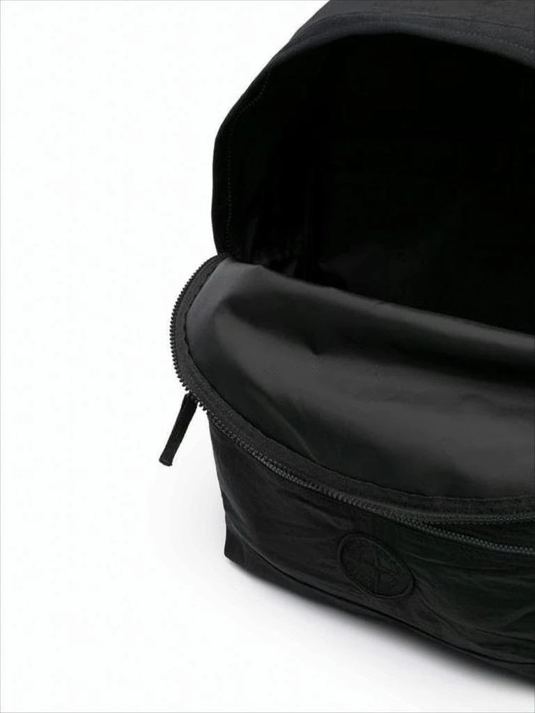 Stone Island Minimalist Black Nylon Backpack with Iconic Logo 4