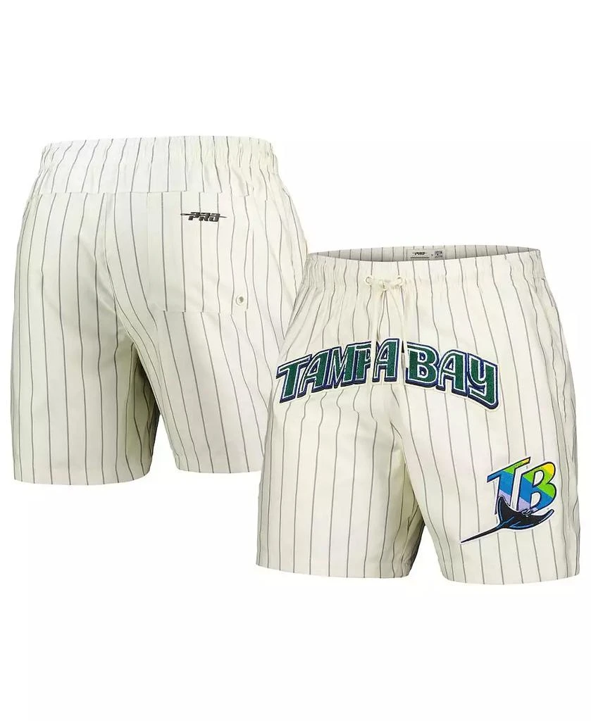 Pro Standard Men's Cream Tampa Bay Rays Pinstripe Retro Classic Woven Shorts 1