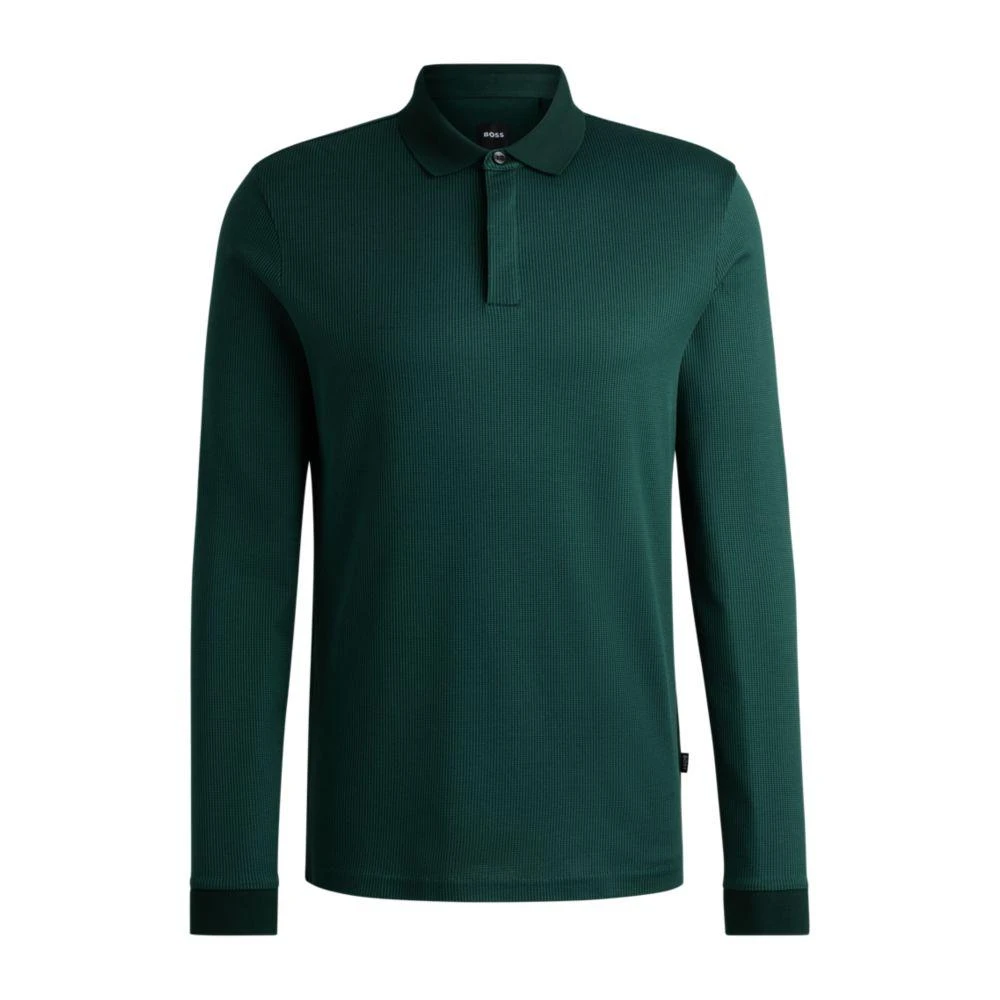 Hugo Boss Long-sleeved polo shirt in cotton with concealed placket 1