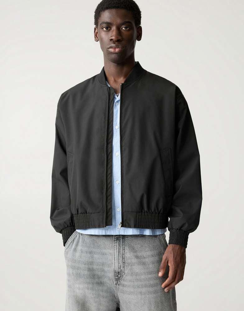 Pull&Bear Pull&Bear lightweight bomber jacket in black