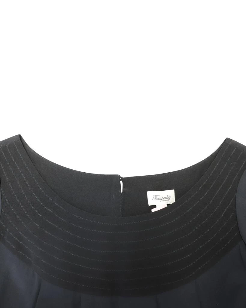 Temperley London Floral Pleated Mini Dress in Black Cotton 6