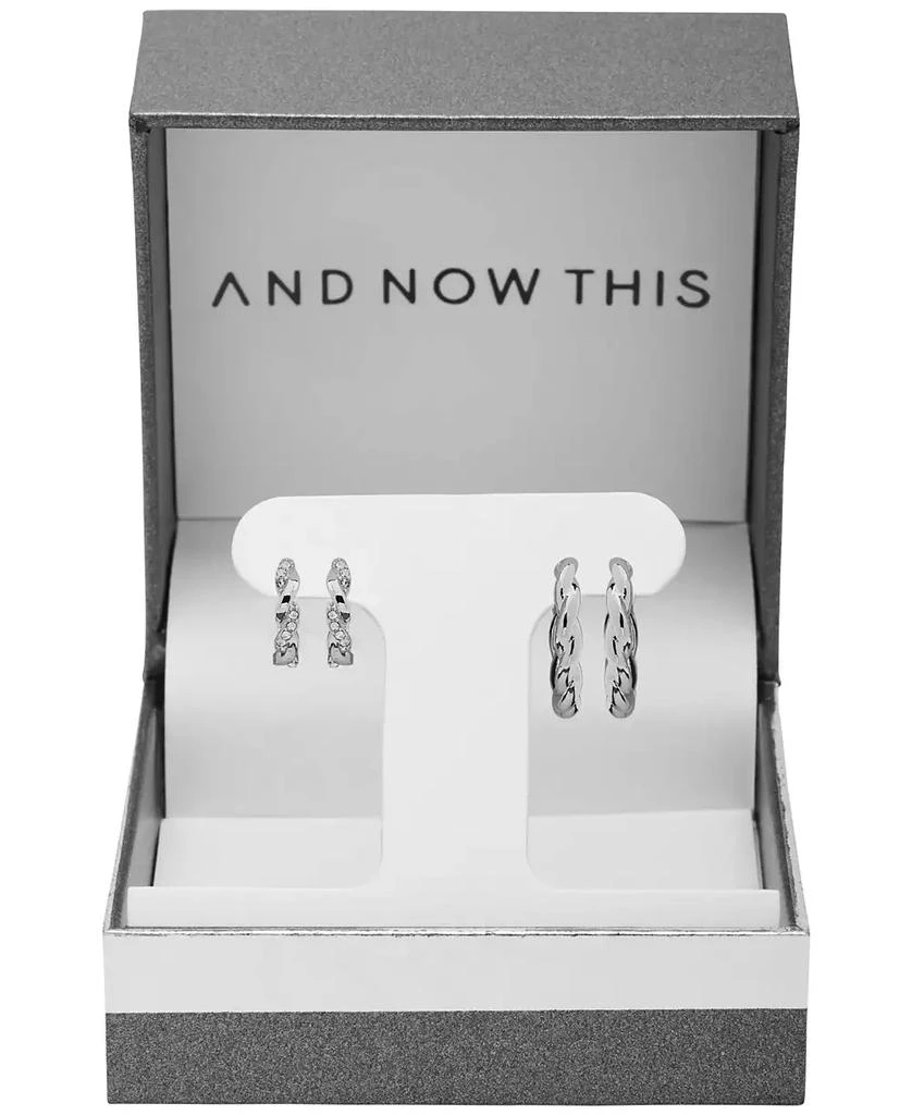And Now This Women
s Crystal Twist Hoop Earrings Set, 4 Pieces 2