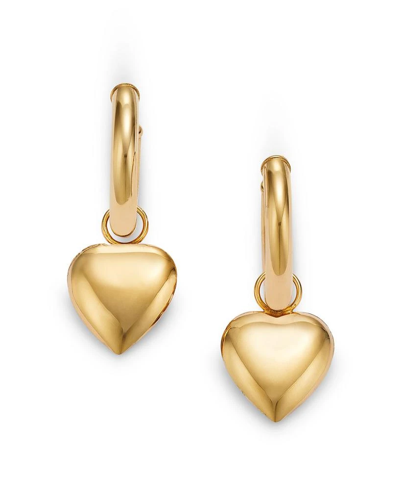 Bloomingdale's Polished Heart Dangle Hoop Earrings in 14K Yellow Gold 3