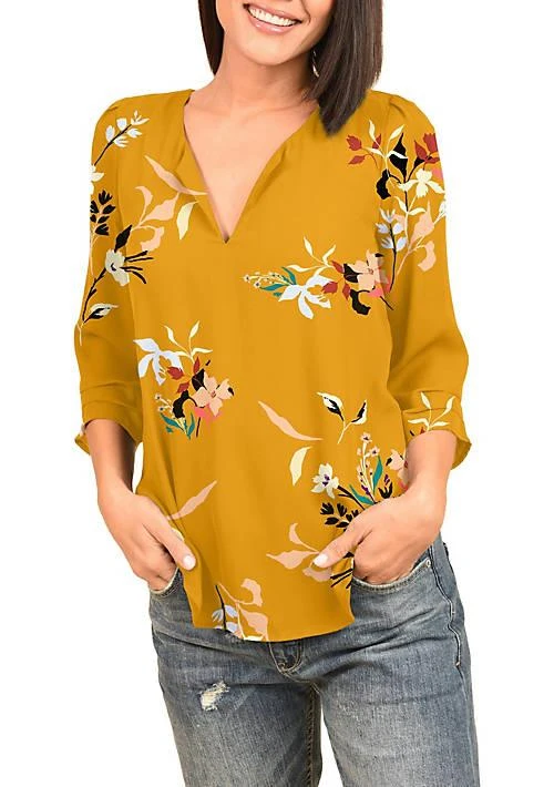 DR2 by Daniel Rainn By Daniel Rainn 3 4 Sleeve V Neck Blouse 1