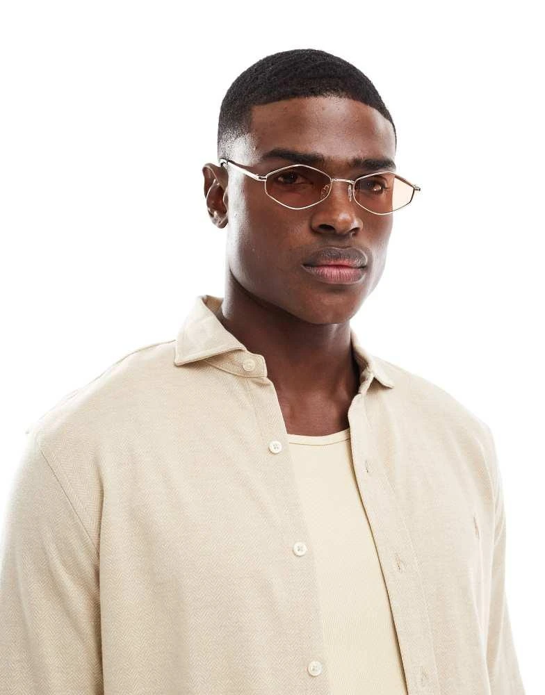 ASOS ASOS DESIGN hexagon sunglasses in gold metal with brown lens 3