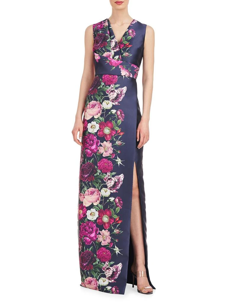 Kay Unger Coraline Floral Satin Column Gown