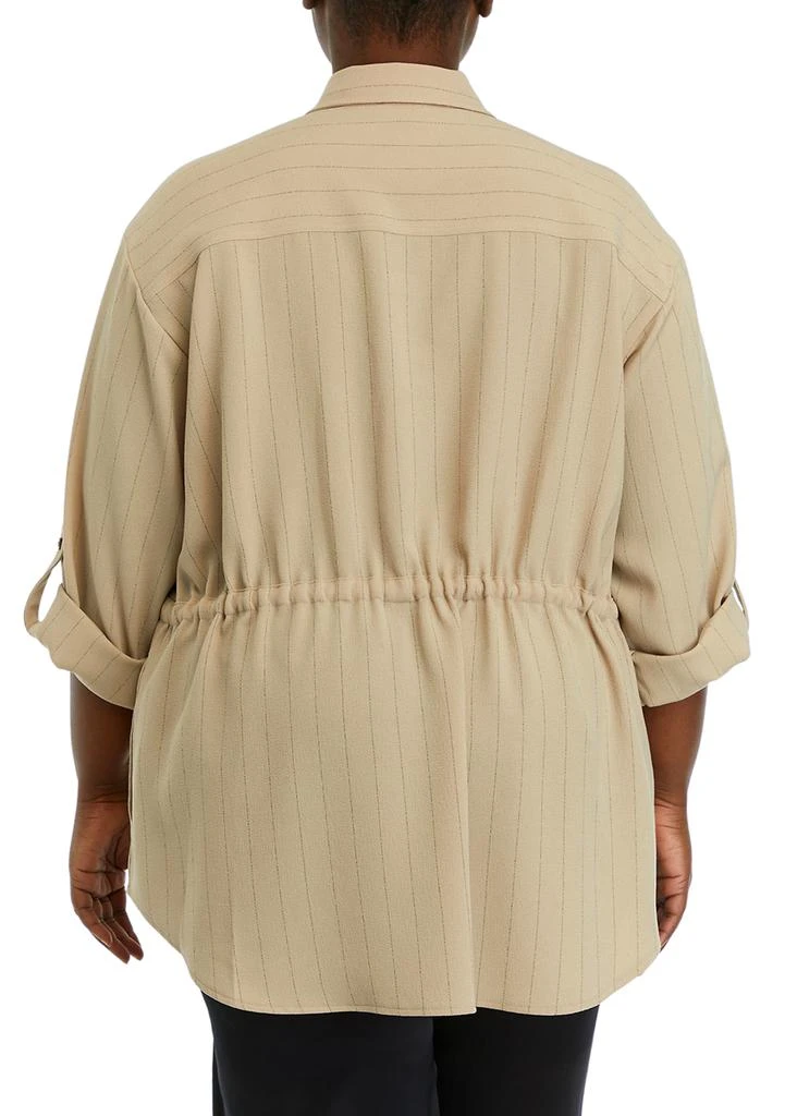 Calvin Klein Plus Size Roll Sleeve Textured Stripe Shirt Jacket 2