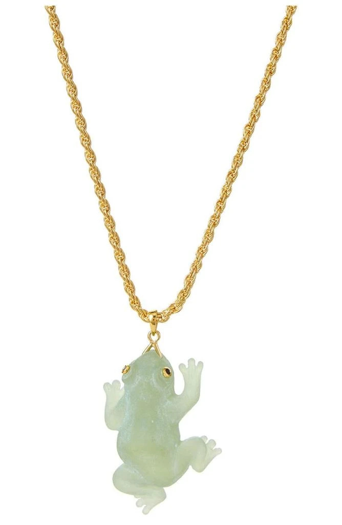 Savvy Cie Jewels 18K Gold Plated Jade Frog Pendant Necklace 1