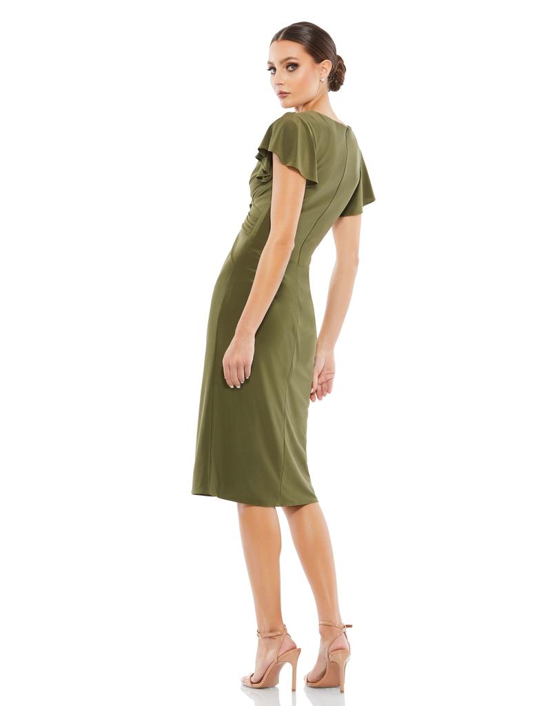Ieena for Mac Duggal Flounce Sleeve Midi Dress