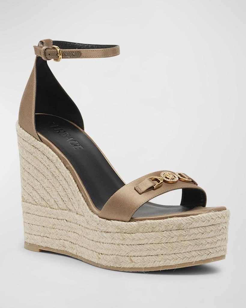 Versace Medusa Silk Ankle-Strap Wedge Espadrilles 3