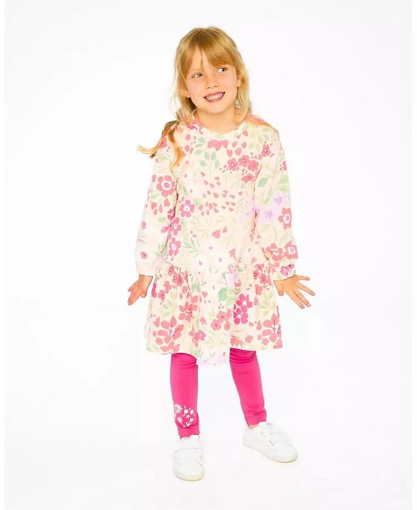 Deux par Deux Baby Girls French Terry Dress Pink Printed Flowers 2