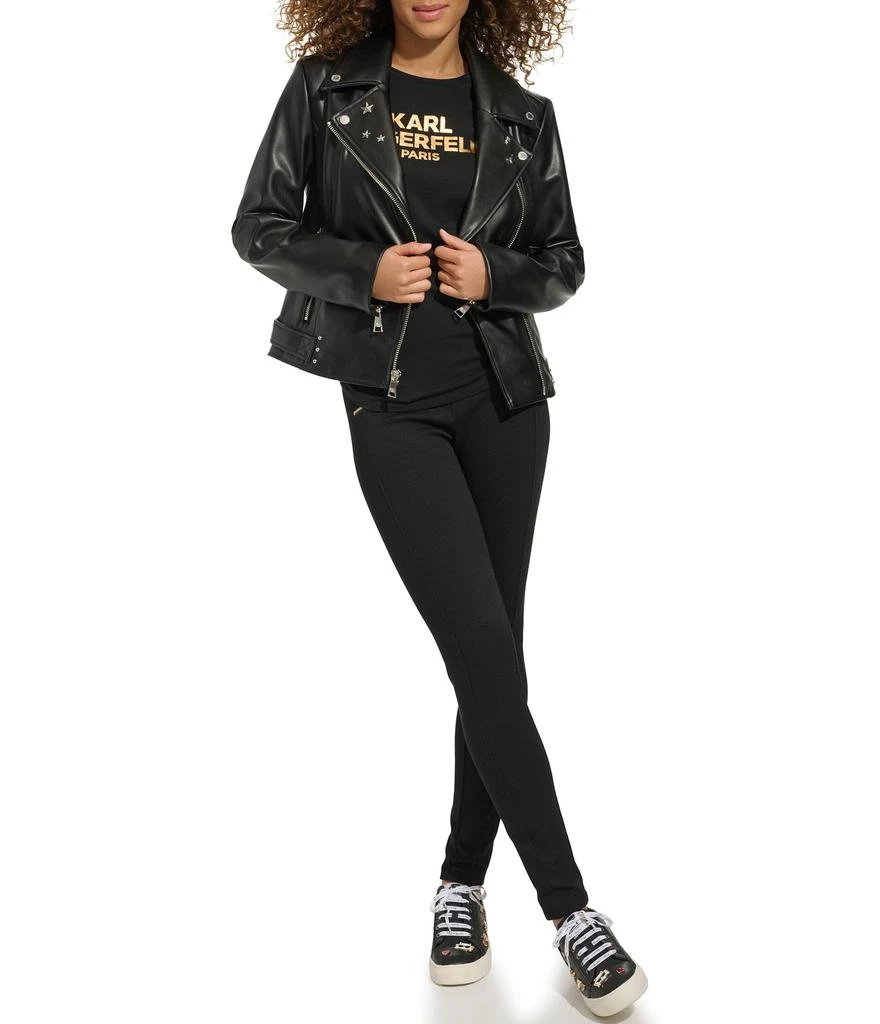Karl Lagerfeld Paris FAUX LEATHER STUDS MOTO JACKET 5
