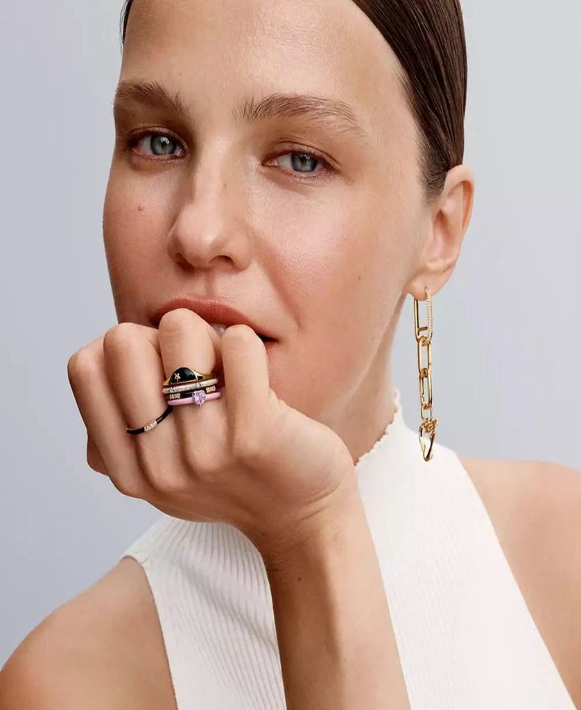 PANDORA Black Enamel and Stones Statement Ring 4