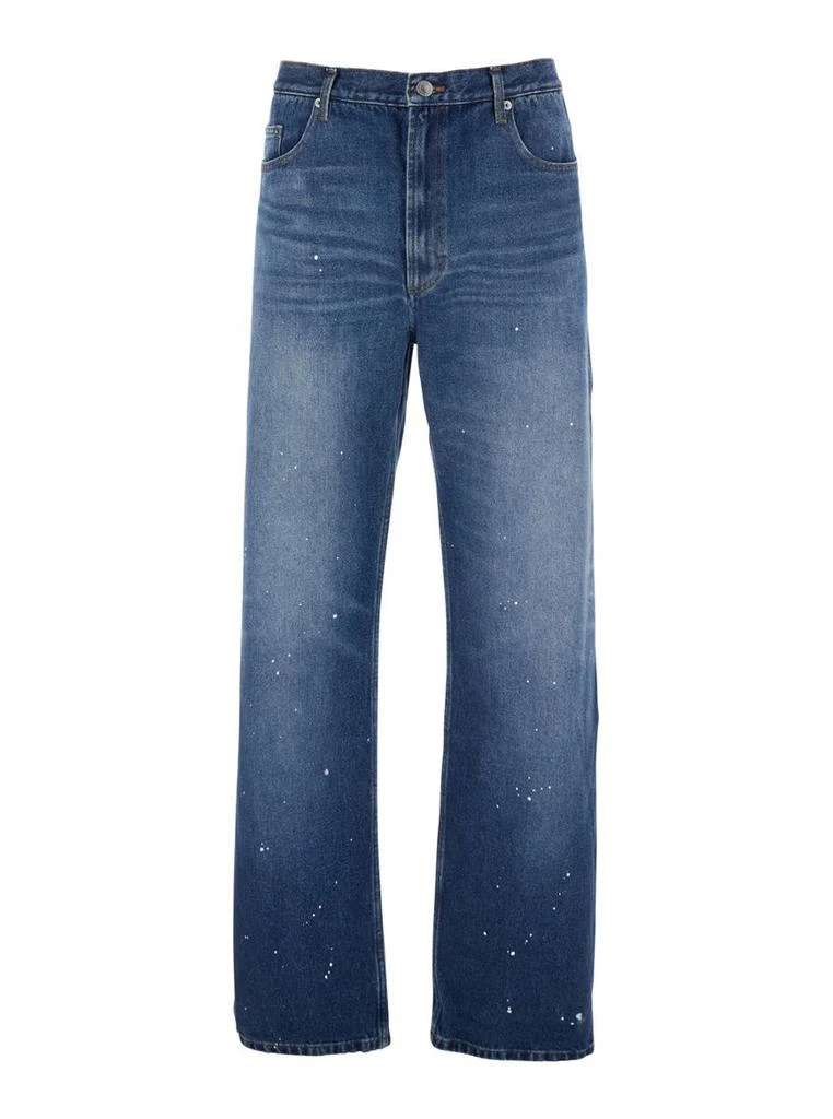 A.P.C. Blue Five-Pocket Jeans With All-Over Paint Effect In Cotton Man 1