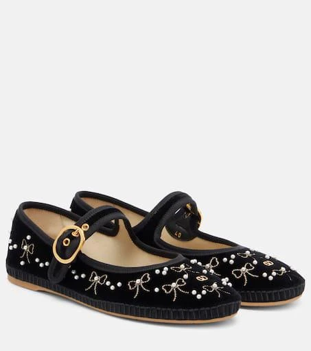 Valentino Endouce velvet Mary Jane flats 1