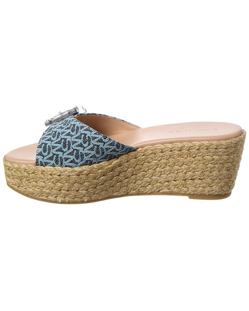 Stuart Weitzman June 75 Leather & Canvas Wedge Slide