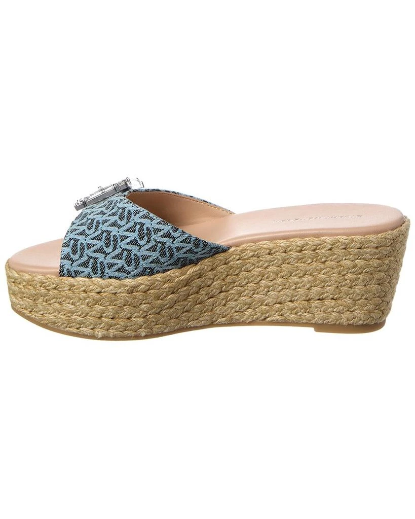 Stuart Weitzman June 75 Leather & Canvas Wedge Slide 2