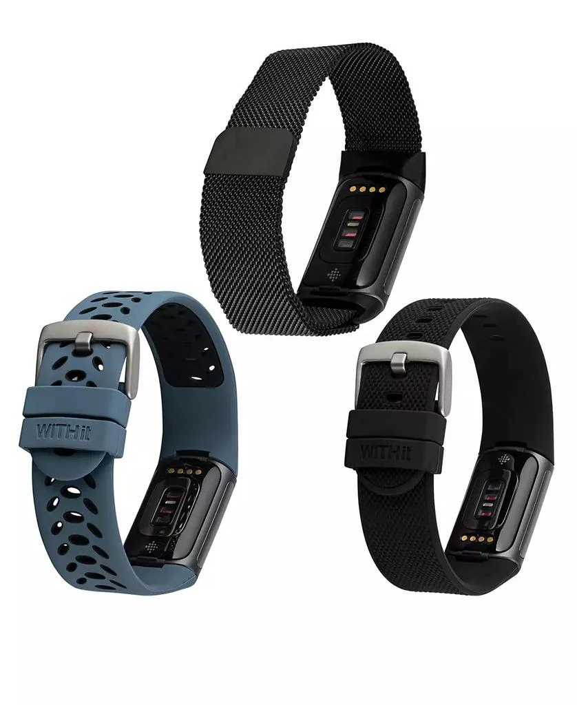 WITHit Multi Silicone and Stainless Steel Band Set Compatible with Fitbit Charge 5 and 6 5