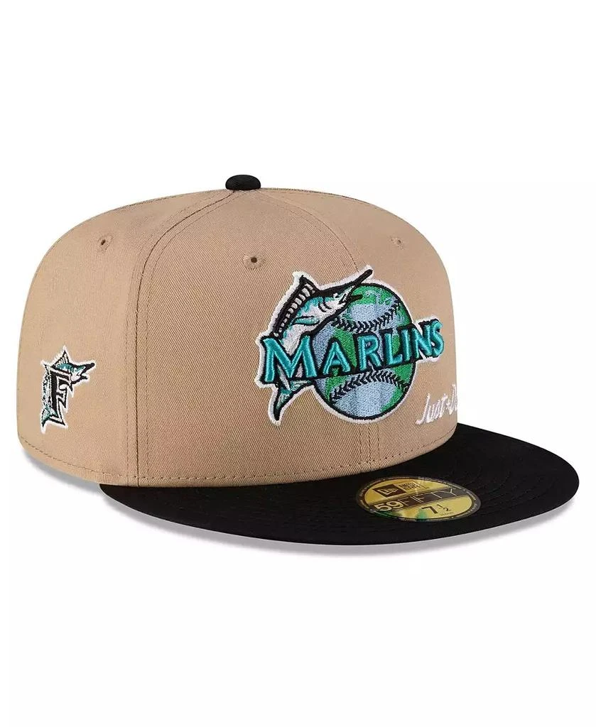 New Era x Just Don Men
s Light Beige/Black Florida Marlins Just Don x Earth Day 59FIFTY Fitted Hat 3