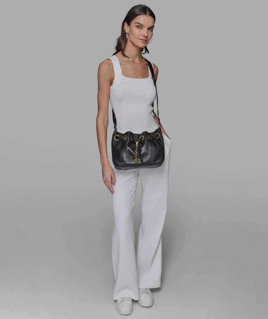 Karl Lagerfeld Paris DESIREE SMALL LEATHER HOBO BAG 8