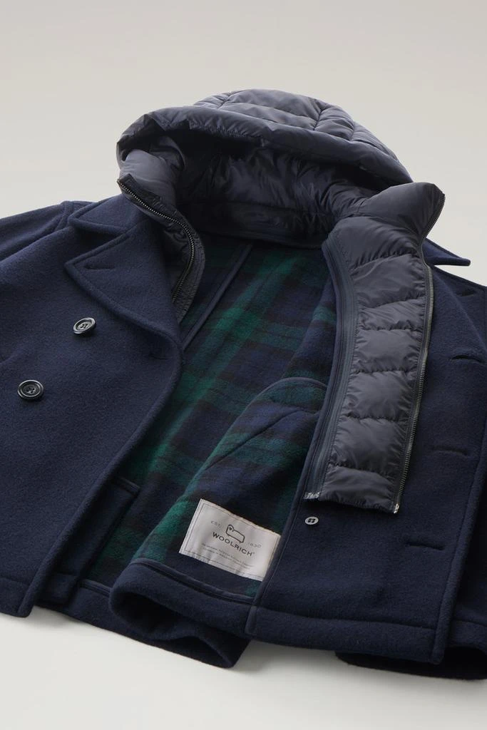 Woolrich 2-in-1 Peacoat in Recycled Italian Wool Blend - Men - Blue 10