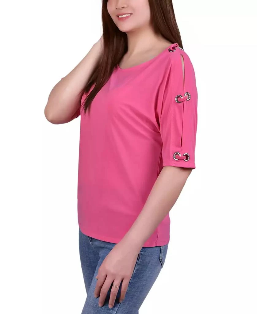 NY Collection Petite Grommet-Trim Split-Sleeve Top 3