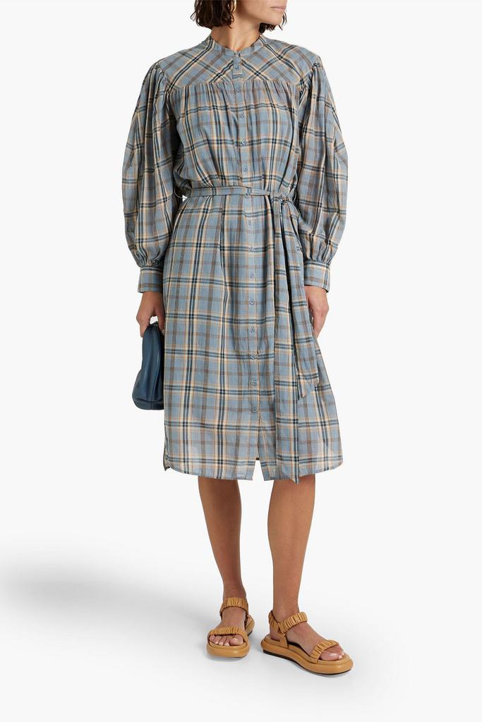 Ulla Johnson Fayette gathered checked cotton-voile dress