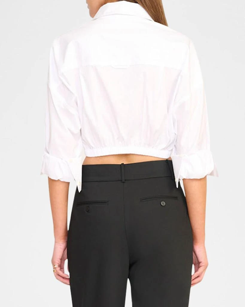 Staud Lisa Tie-Front Cotton Shirting Crop Top 3
