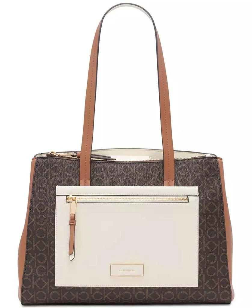 Calvin Klein Hadley Signature Colorblocked Triple Compartment Tote 1