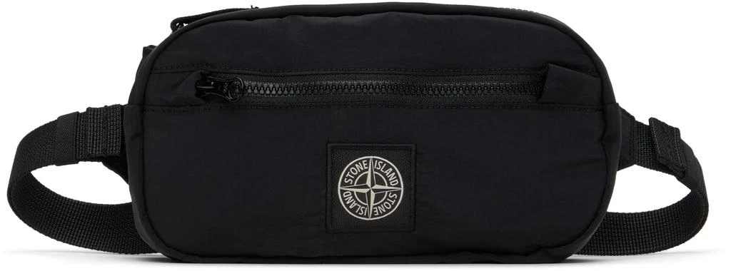 Stone Island Junior Kids Black Logo Patch Belt Bag 1
