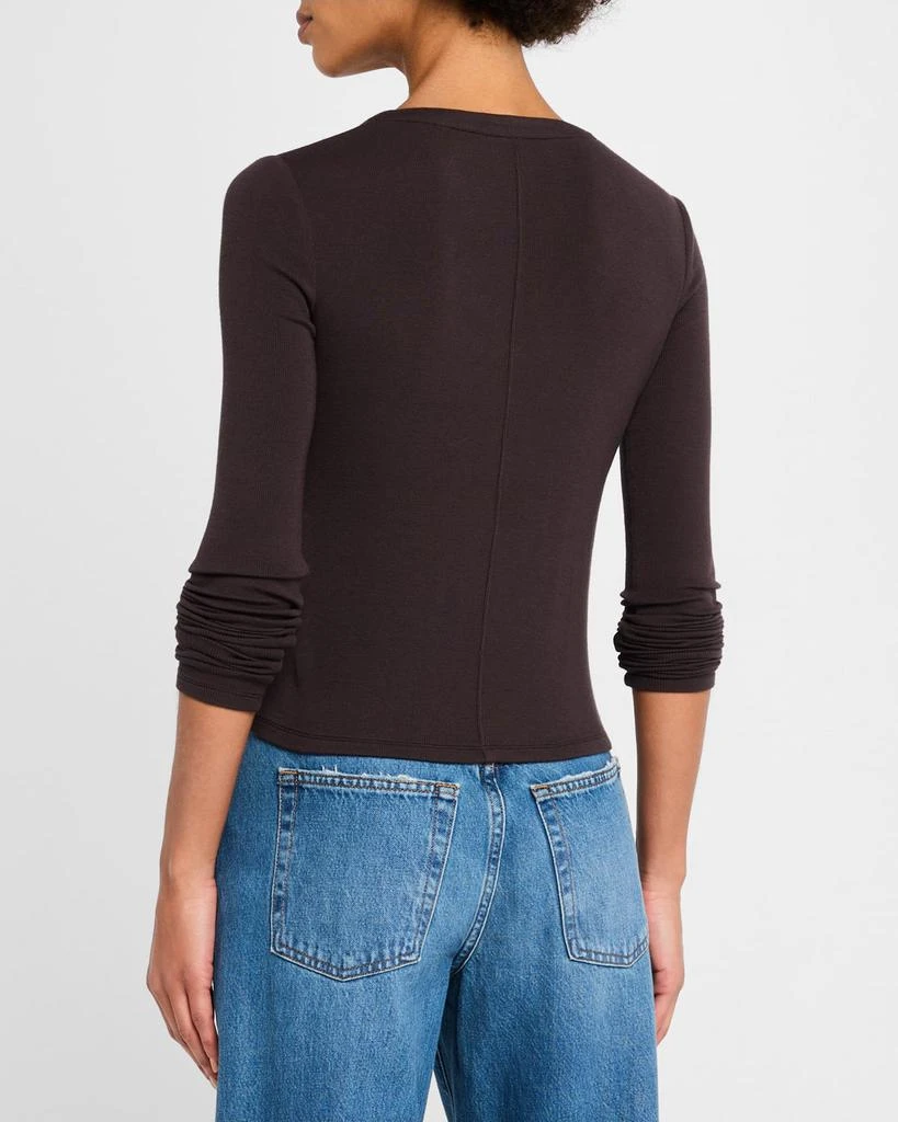FRAME Long-Sleeve Ribbed Henley Top 3