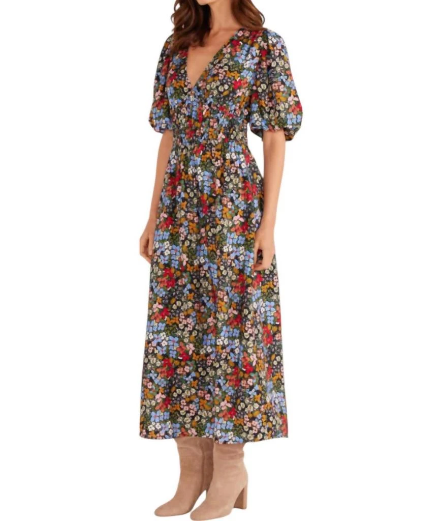MINKPINK Josie Puff Sleeve Midi Dress In Fall Ditsy Floral 2