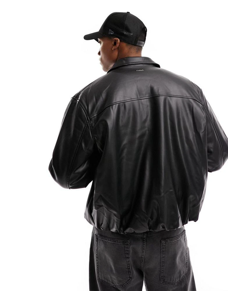 The Couture Club The Couture Club faux leather bomber jacket in black 3