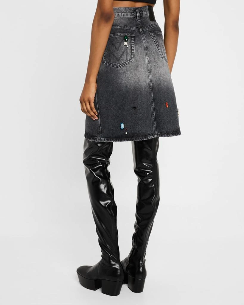 Marc Jacobs Charm Embellished Denim A-Line Skirt 3