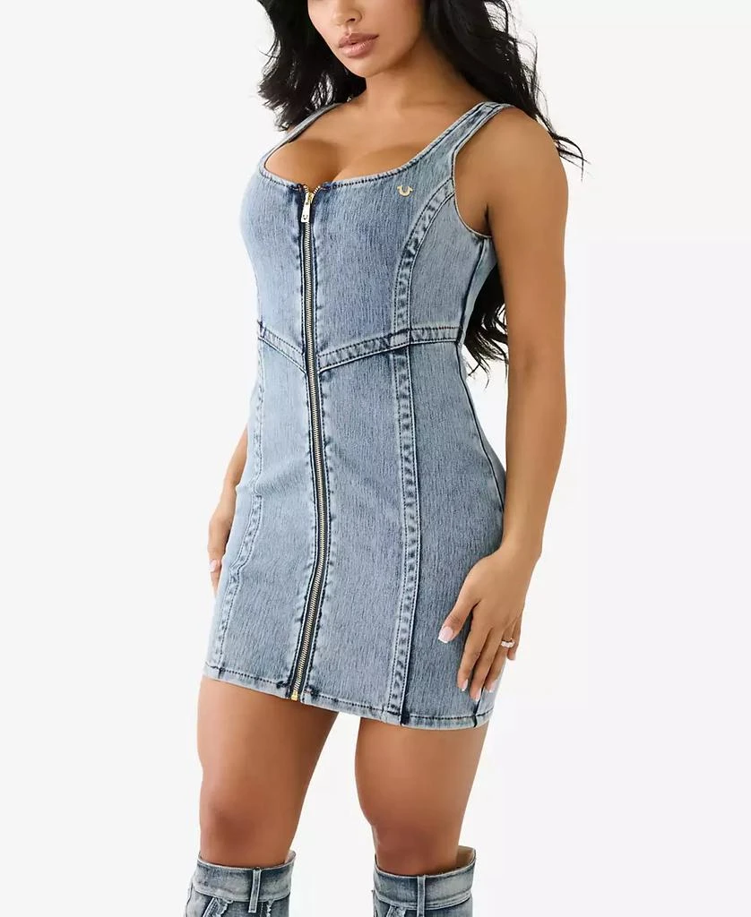 True Religion Women's Terry Zip Front Denim Dress 3