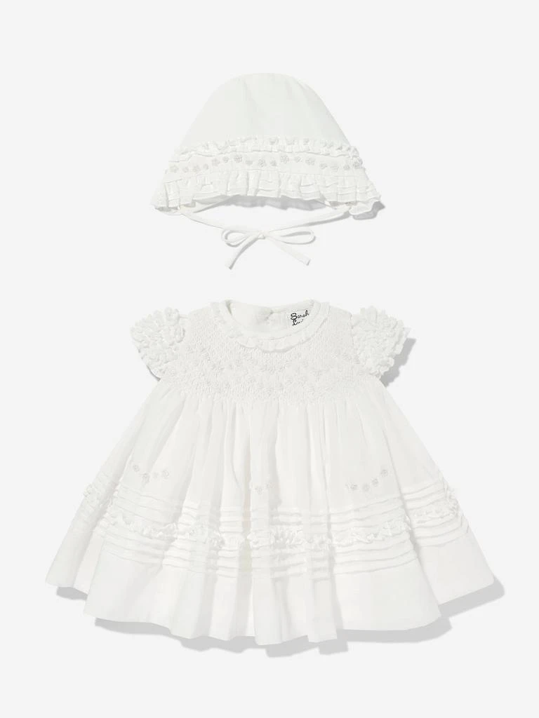 Sarah Louise Baby Girls Dress and Bonnet in Ivory 1