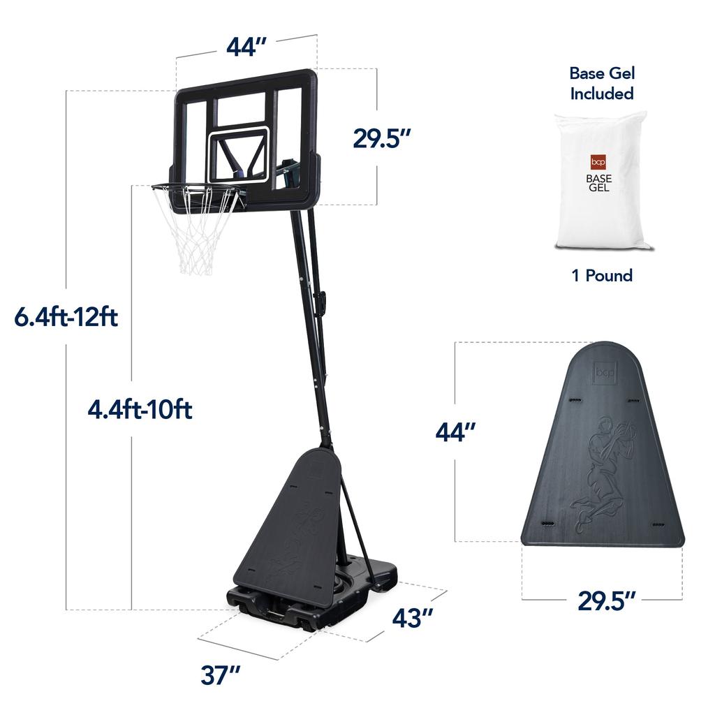 Best Choice Products Adjustable 4.4-10ft Basketball Hoop, Portable Goal w/Shatterproof Backboard, Ball Return