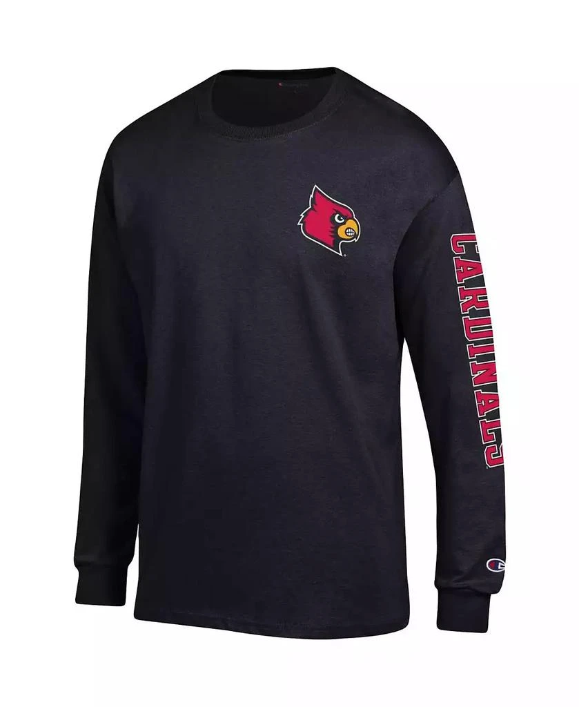 CHAMPION Men's Black Louisville Cardinals Team Stack Long Sleeve T-shirt 2