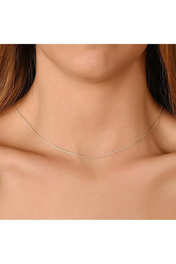 BEST SILVER Sterling Silver 0.8mm Sparkle Chain 16" 2