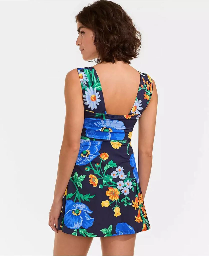 Lands
 End Women
s NEW Smoothing Square Neck Ruched Swim Dress Swimsuit 4