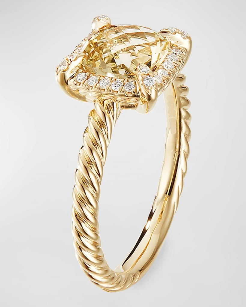 David Yurman Petite Chatelaine Pave Bezel Ring in 18K Gold with Blue Topaz 3