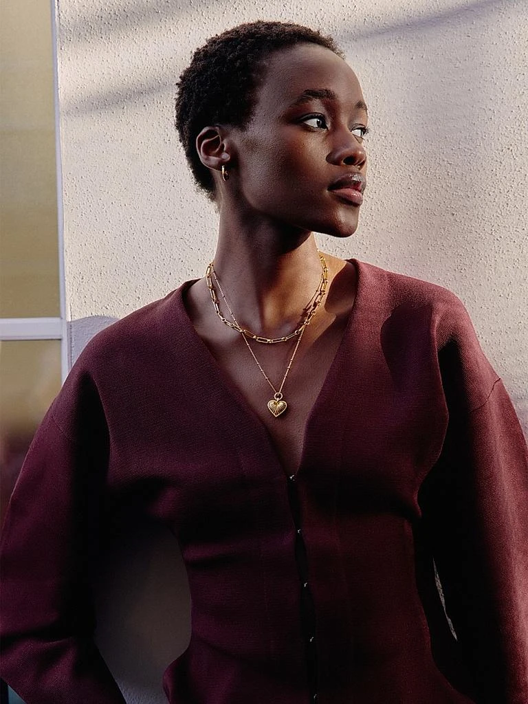 Missoma 18K Gold-Plated Ridged Heart Pendant Necklace 7