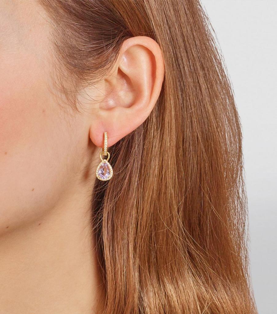 Kiki McDonough Yellow Gold, Diamond and Amethyst Grace Earrings