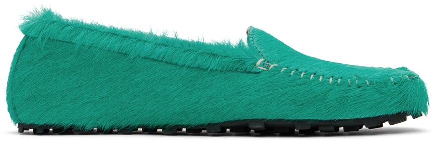 Marni Green Calf-Hair Moc Loafers