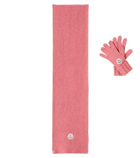Moncler Logo wool scarf and gloves set
