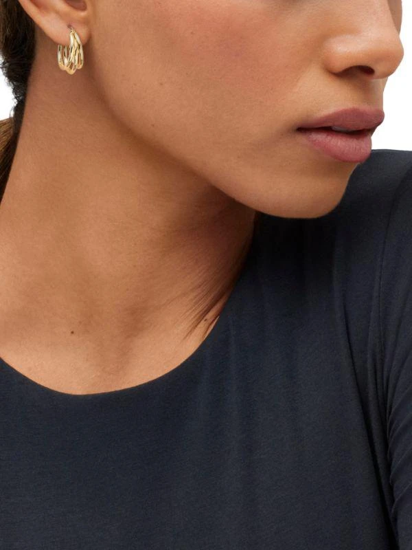 Saks Fifth Avenue 18K Goldplated Sterling Silver Hoop Earrings 3