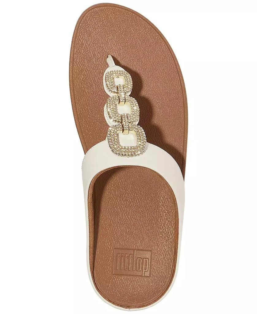 FitFlop Women's Fino Crystal Chain Leather Toe-Post Sandals 3