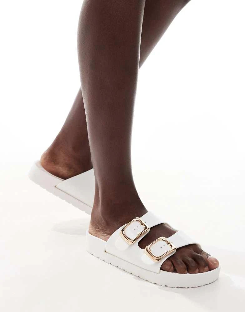 London Rebel London Rebel Andi buckle sandals in white 1