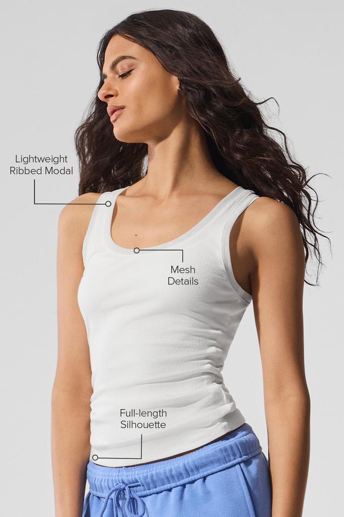 Alo Ribbed Mesh Secret Tank - White